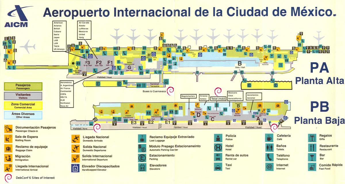 Zračna luka u Mexico city na karti