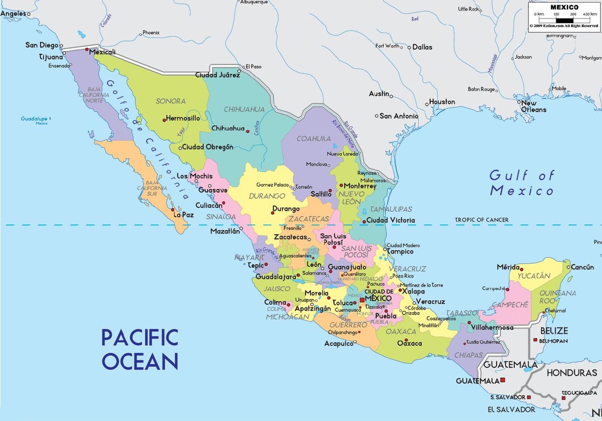 karta Mexico city države