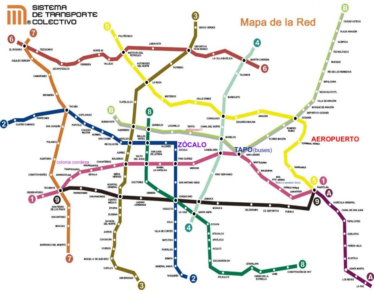 Mexico city vlaku na karti