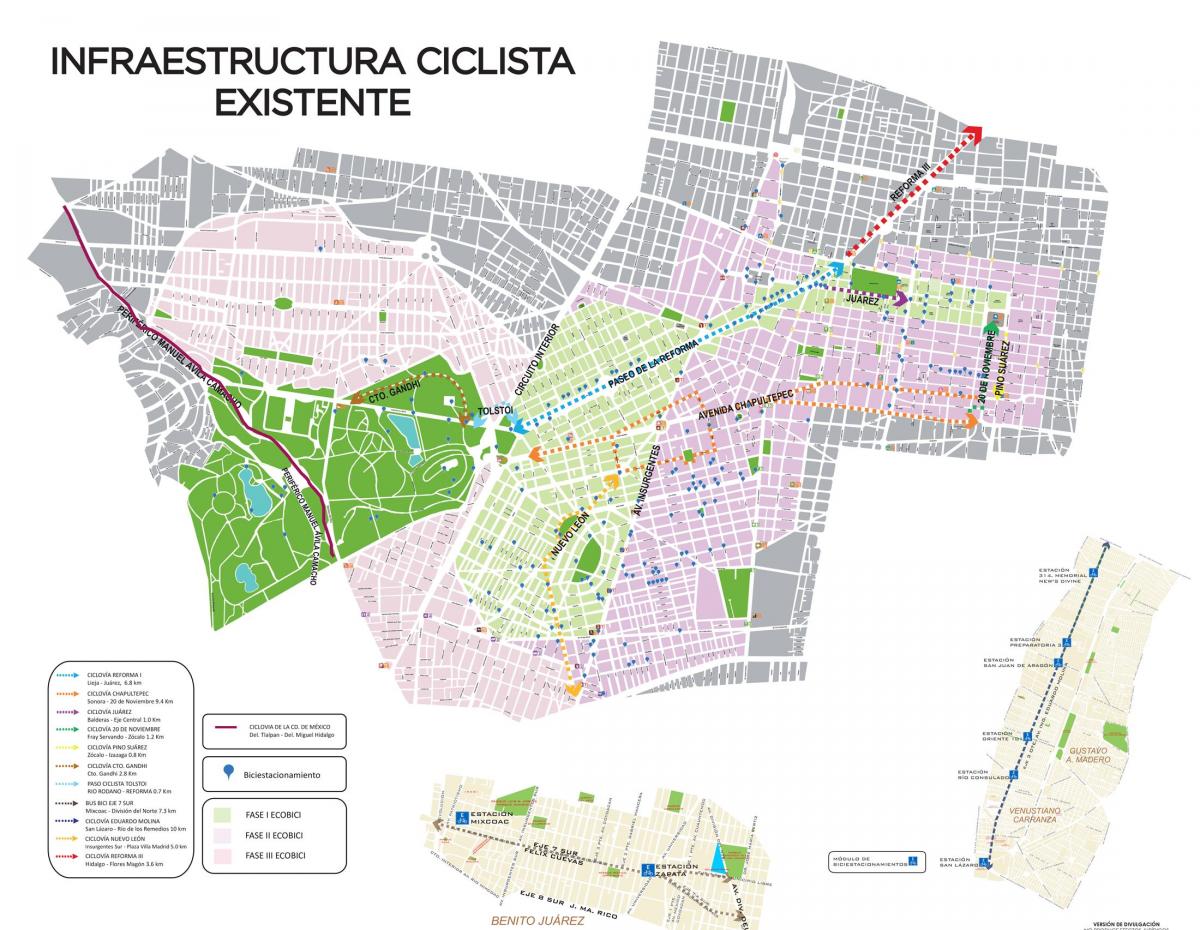 karta Mexico city bicikl