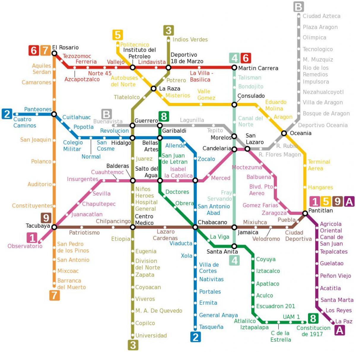 Mexico city na karti metro