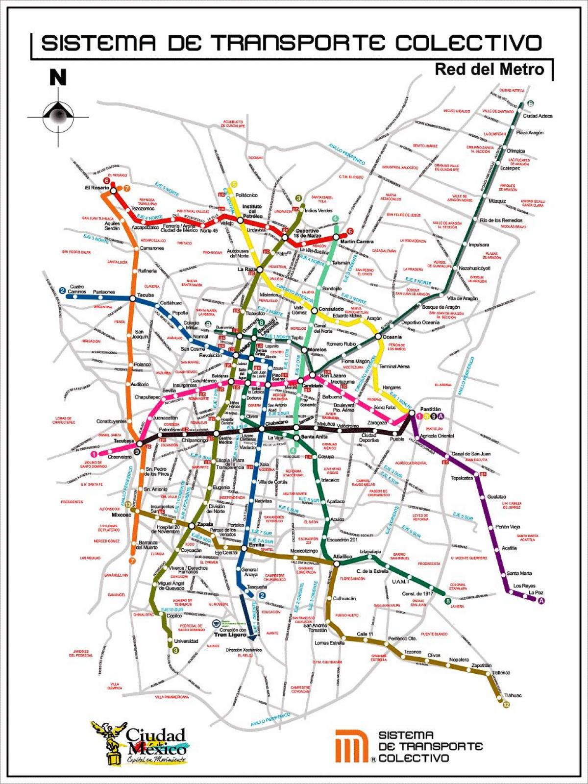 karta Mexico city tranzitu