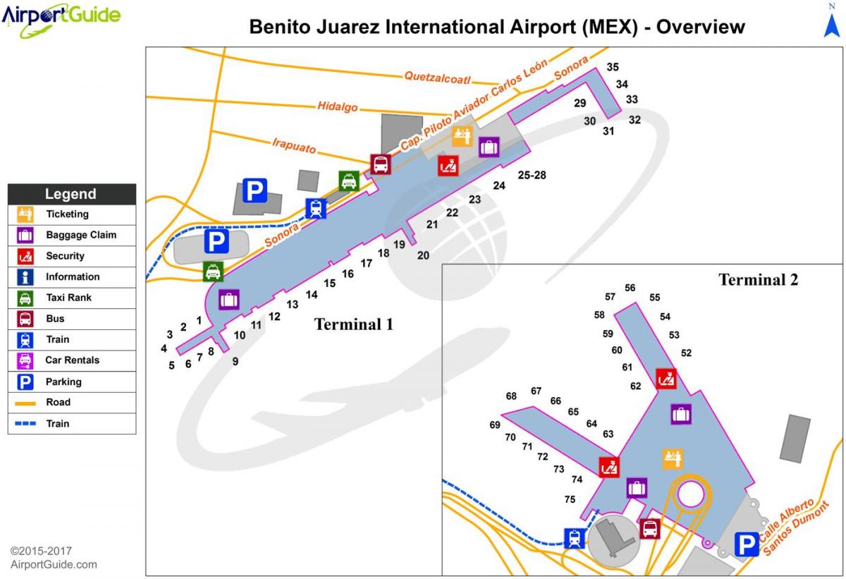 Benito Juarez međunarodne zračne luke karti