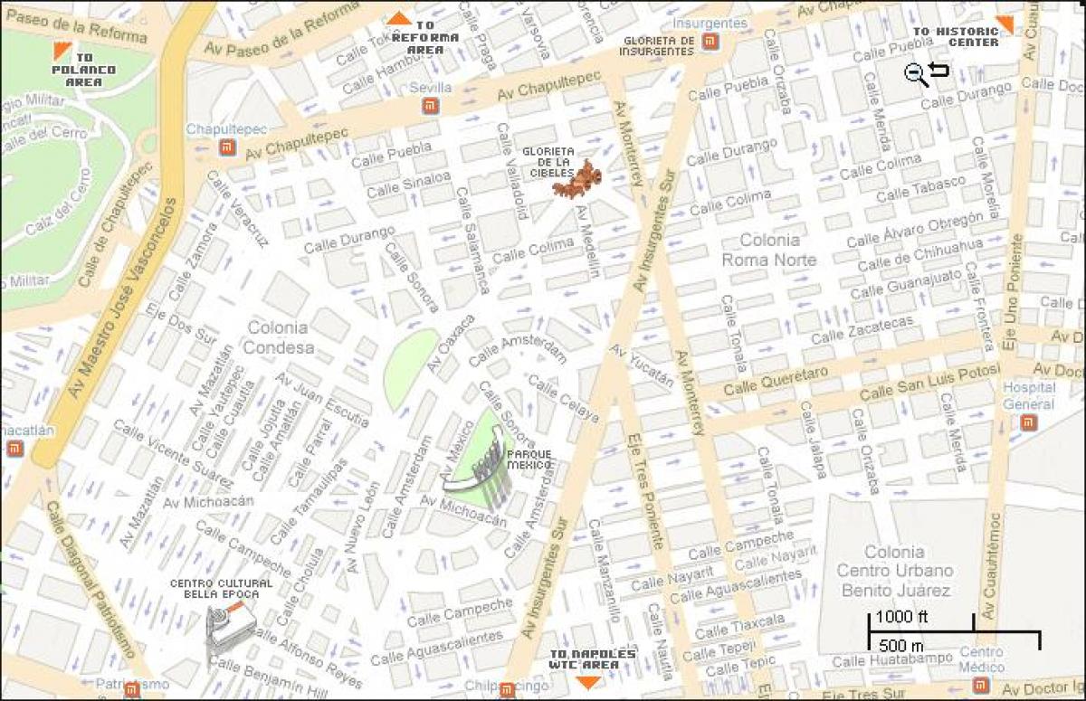 karta Кондеса grada Mexico city 